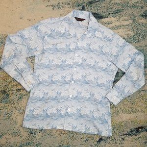 Men's Vintage 70's Lotus and Lilly Pads Novelty Pattern Shirt by JAYMAR